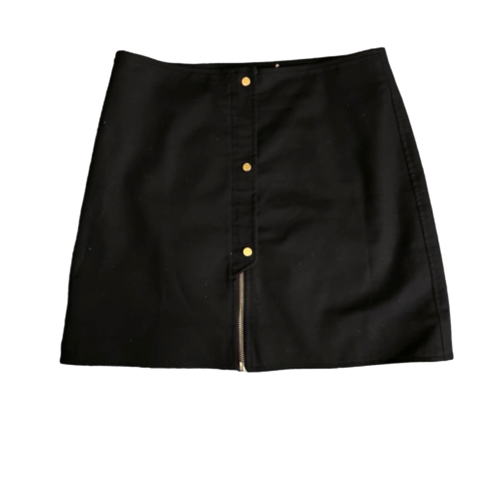 MICHAEL Michael Kors Womens Black Zip Button Front A-Line Mini Skirt